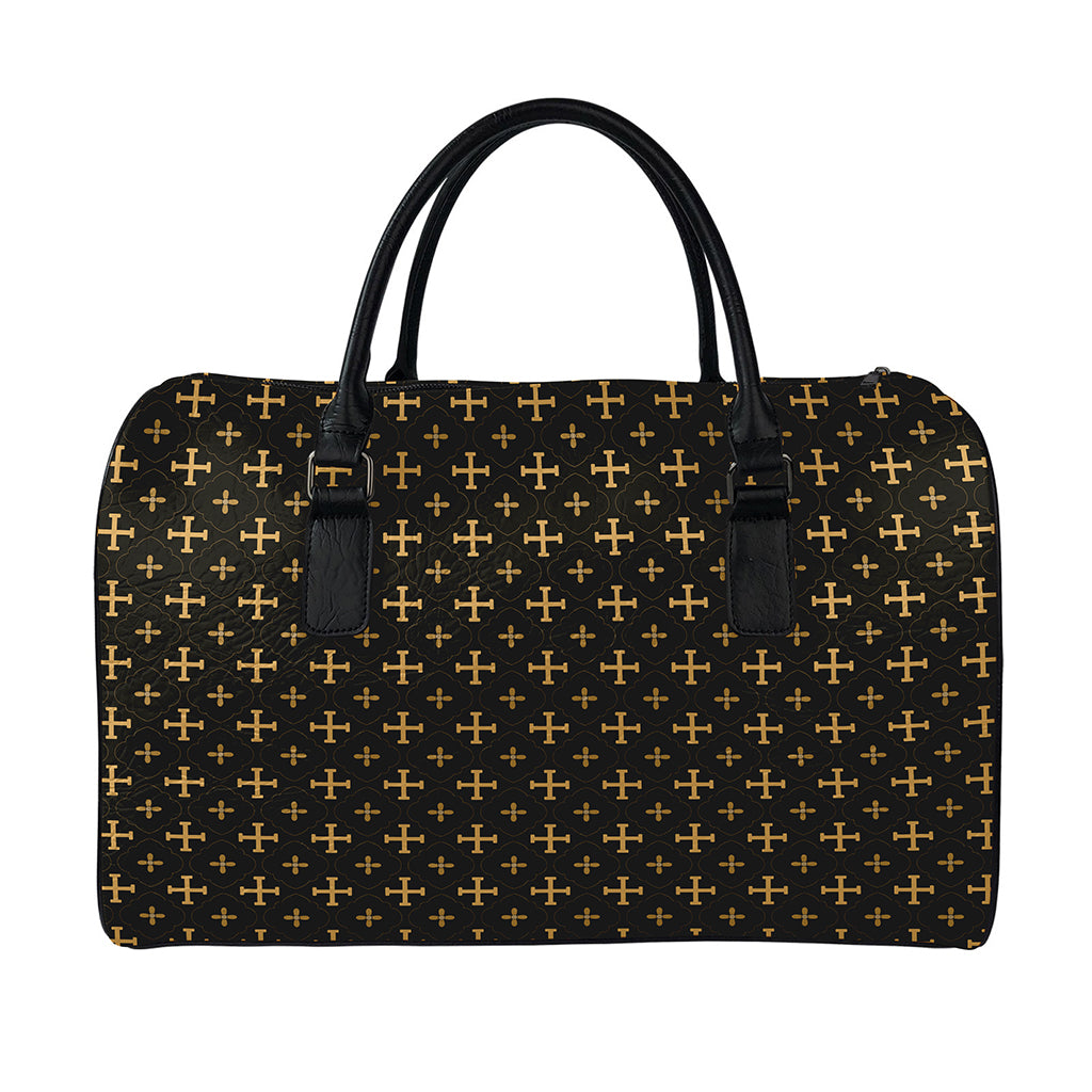 Orthodox Christian Pattern Print Leather Duffle Bag