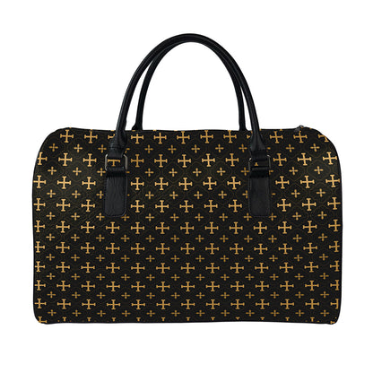 Orthodox Christian Pattern Print Leather Duffle Bag