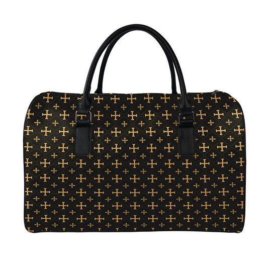 Orthodox Christian Pattern Print Leather Duffle Bag