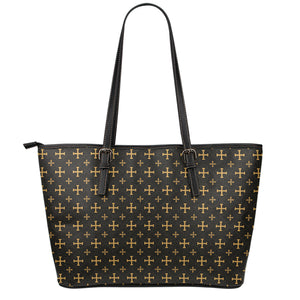 Orthodox Christian Pattern Print Leather Tote Bag