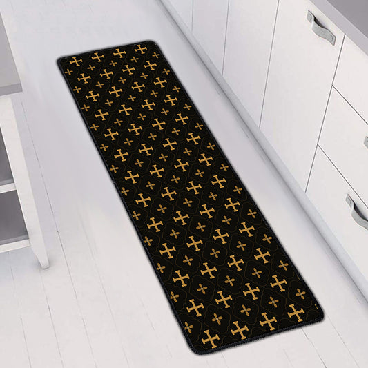 Orthodox Christian Pattern Print Long Kitchen Mat