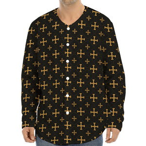 Orthodox Christian Pattern Print Long Sleeve Baseball Jersey