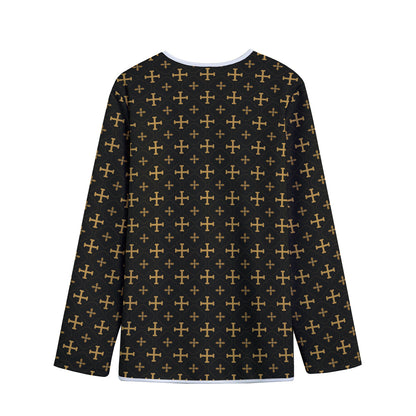 Orthodox Christian Pattern Print Long Sleeve Short Coat