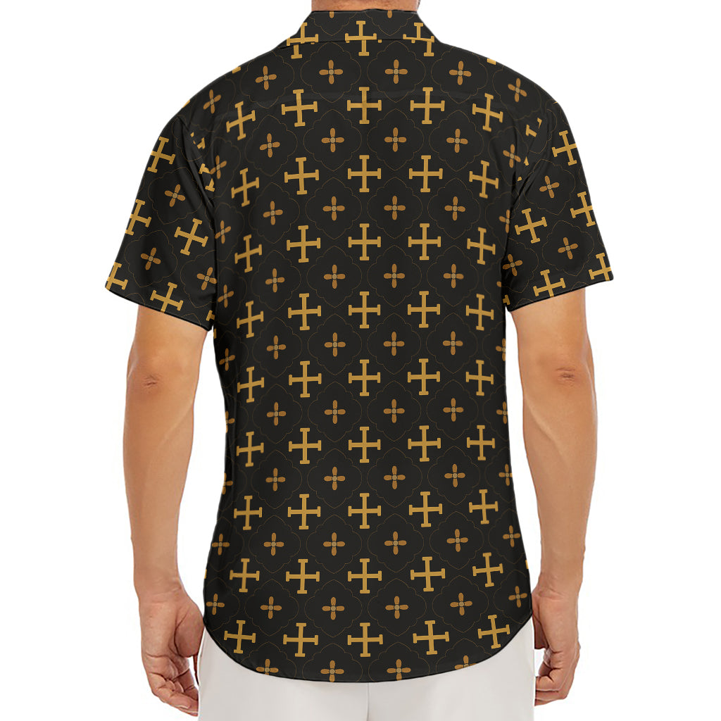 Orthodox Christian Pattern Print Men's Deep V-Neck Shirt