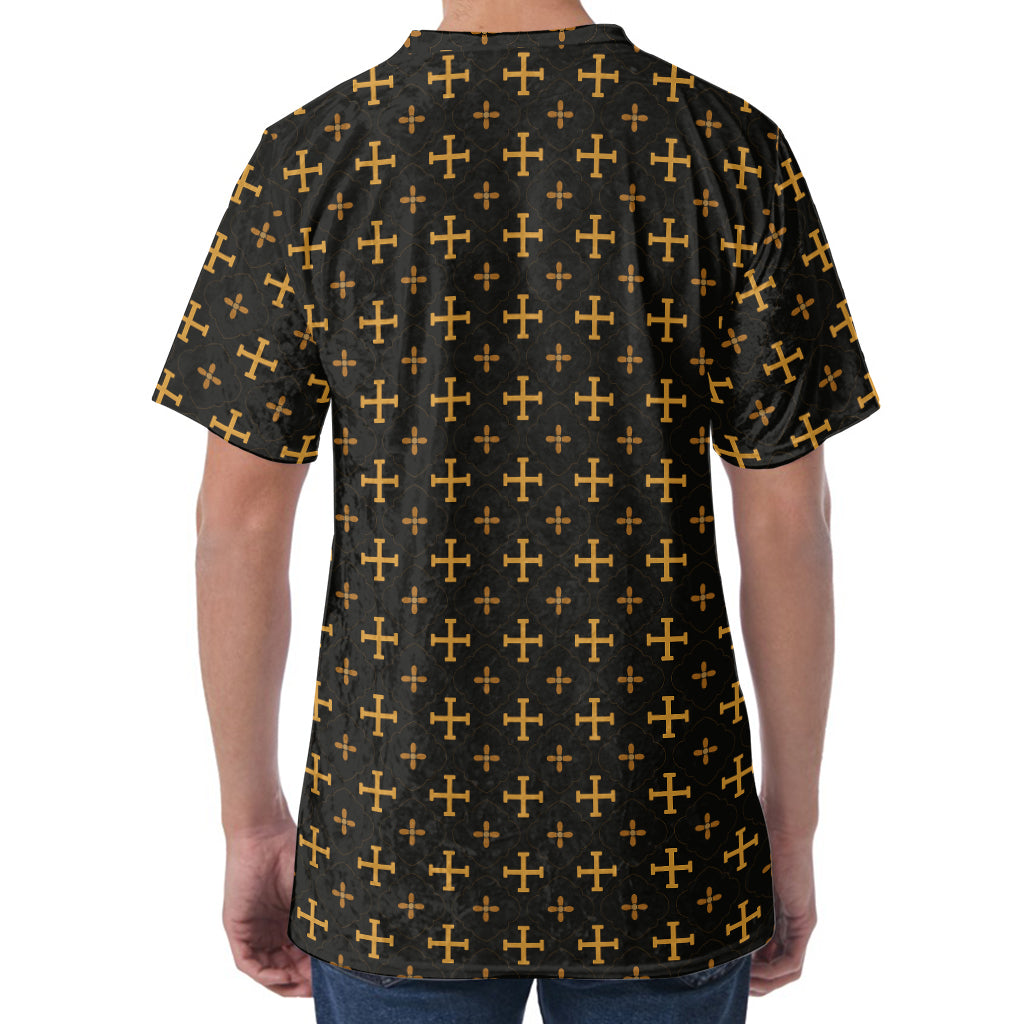 Orthodox Christian Pattern Print Men's Velvet T-Shirt