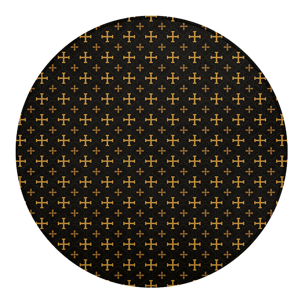 Orthodox Christian Pattern Print Round Blanket
