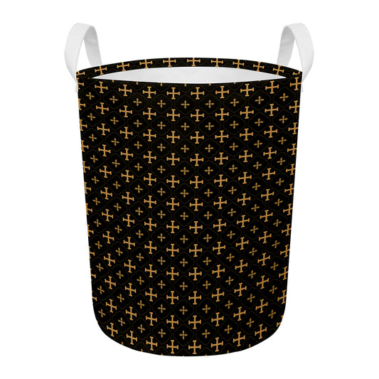 Orthodox Christian Pattern Print Round Laundry Basket