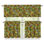 Outdoor Camping Pattern Print 3 Piece Kitchen Curtains