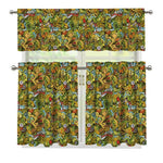 Outdoor Camping Pattern Print 3 Piece Kitchen Curtains