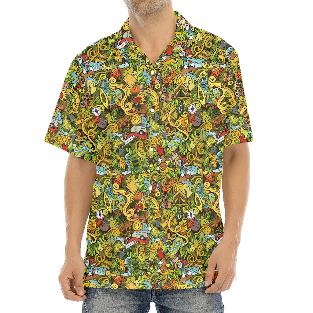 Outdoor Camping Pattern Print Aloha Shirt