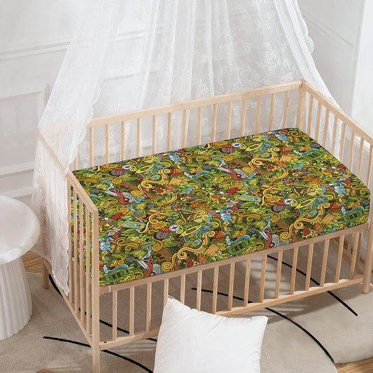 Outdoor Camping Pattern Print Baby Crib Sheet
