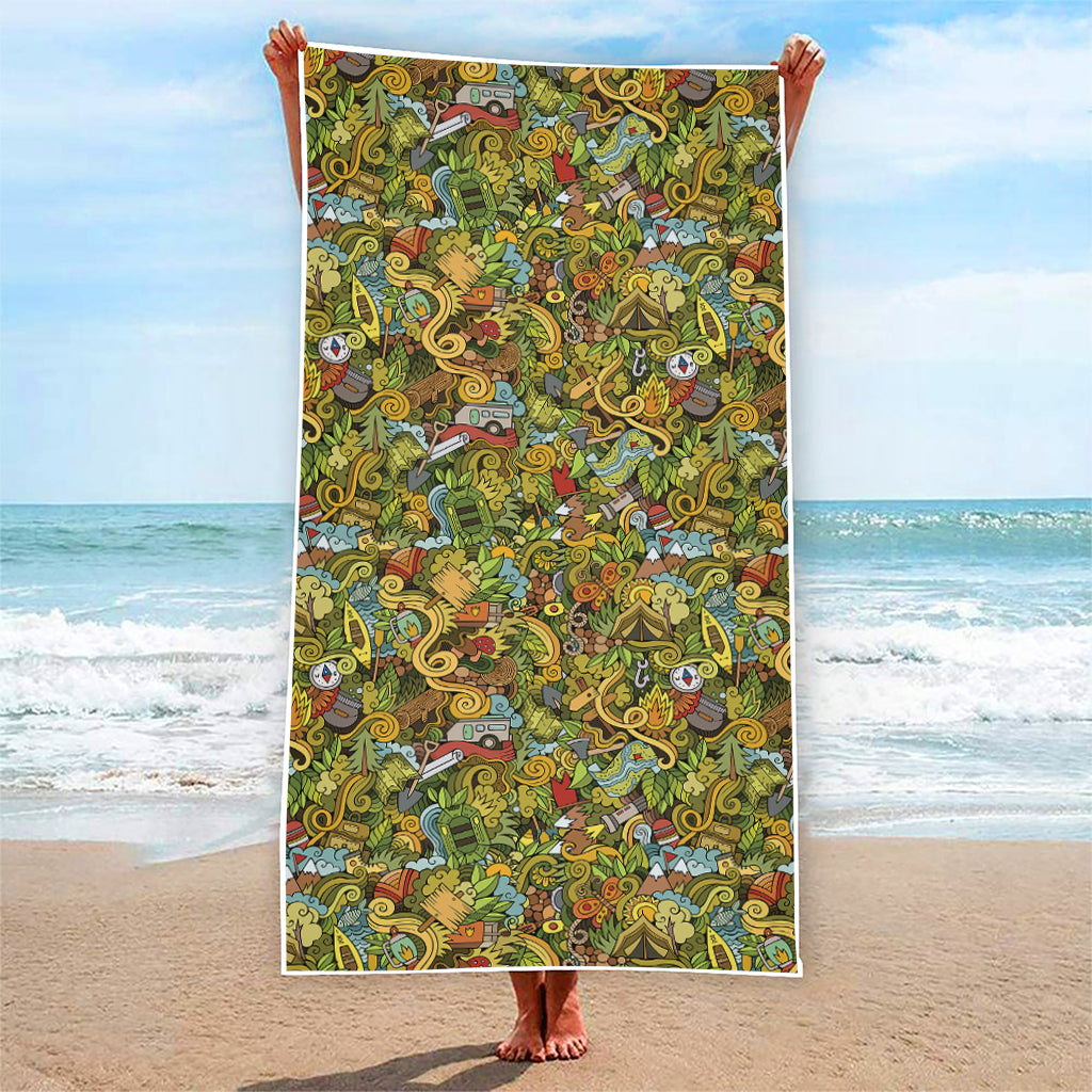 Outdoor Camping Pattern Print Beach Towel