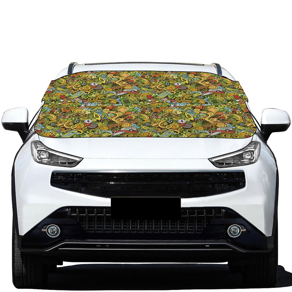 Outdoor Camping Pattern Print Car Windshield Snow Cover