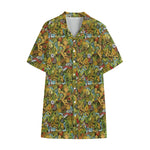 Outdoor Camping Pattern Print Cotton Hawaiian Shirt