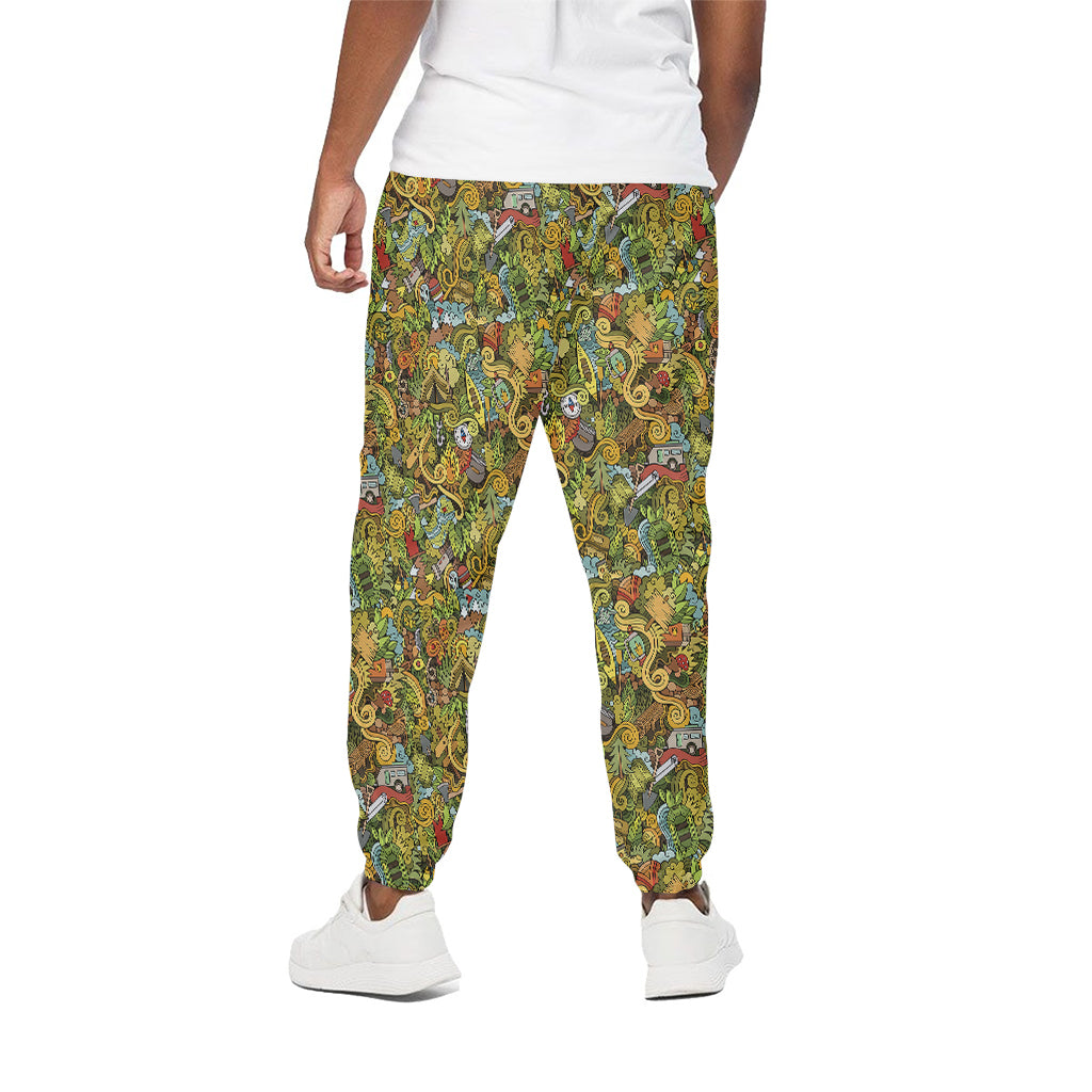 Outdoor Camping Pattern Print Cotton Pants