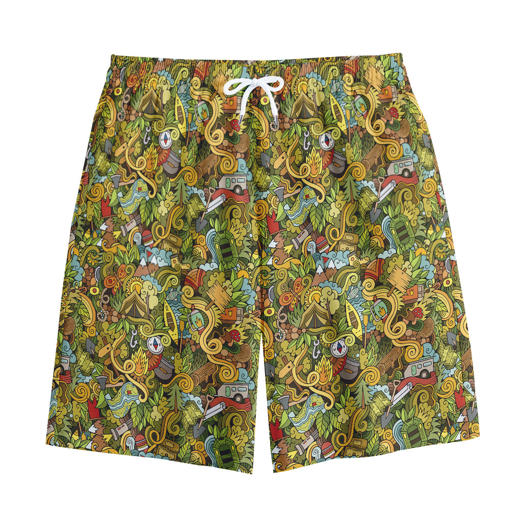 Outdoor Camping Pattern Print Cotton Shorts