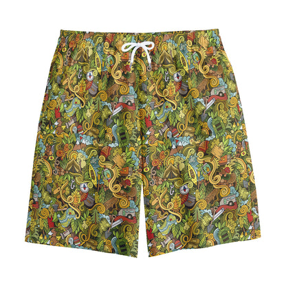 Outdoor Camping Pattern Print Cotton Shorts