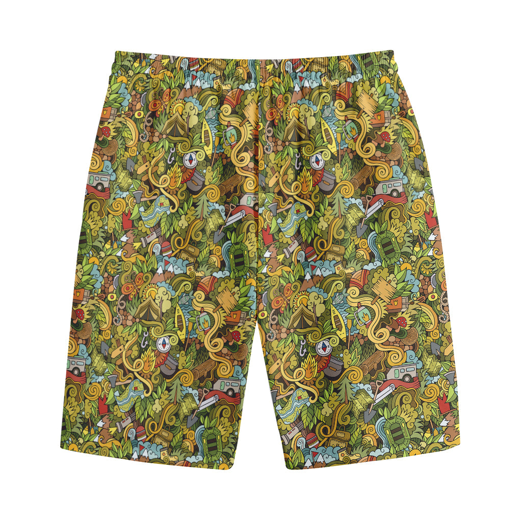 Outdoor Camping Pattern Print Cotton Shorts