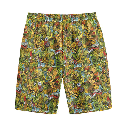Outdoor Camping Pattern Print Cotton Shorts