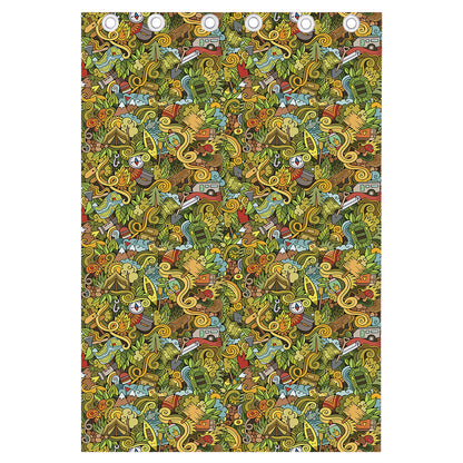 Outdoor Camping Pattern Print Curtain