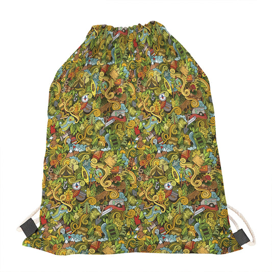 Outdoor Camping Pattern Print Drawstring Bag