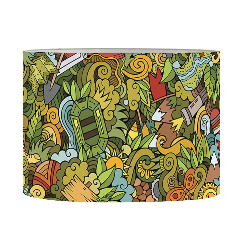 Outdoor Camping Pattern Print Drum Lamp Shade