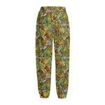 Outdoor Camping Pattern Print Fleece Lined Knit Pants