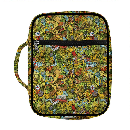 Outdoor Camping Pattern Print Front Pocket Bible Bag
