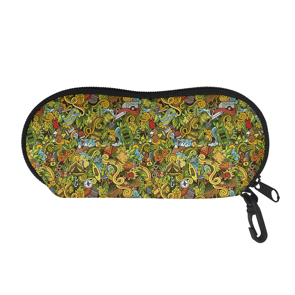 Outdoor Camping Pattern Print Glasses Case