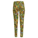 Outdoor Camping Pattern Print High-Waisted Pocket Leggings