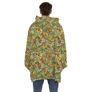 Outdoor Camping Pattern Print Hoodie Blanket