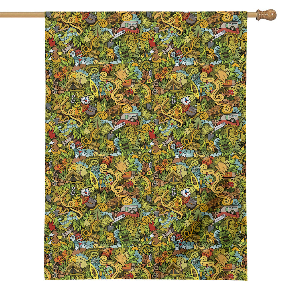 Outdoor Camping Pattern Print House Flag