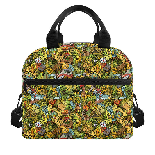Outdoor Camping Pattern Print Insulated Lunch Bag