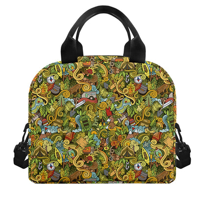 Outdoor Camping Pattern Print Insulated Lunch Bag