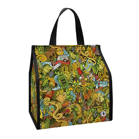 Outdoor Camping Pattern Print Insulated Lunch Tote