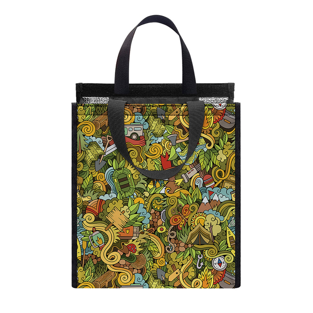 Outdoor Camping Pattern Print Insulated Lunch Tote