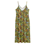 Outdoor Camping Pattern Print Jersey Midi Cami Dress