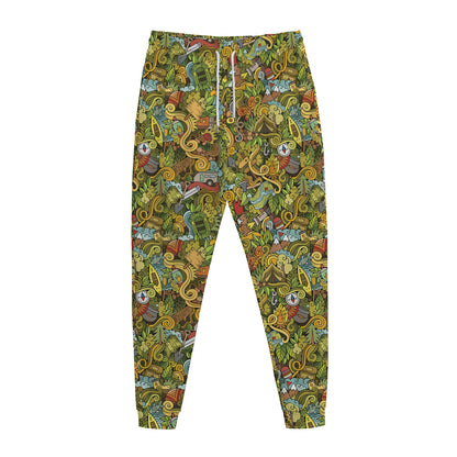 Outdoor Camping Pattern Print Jogger Pants