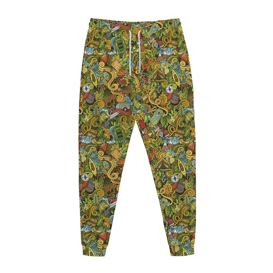 Outdoor Camping Pattern Print Jogger Pants