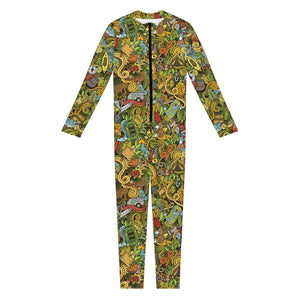 Outdoor Camping Pattern Print Jumpsuit