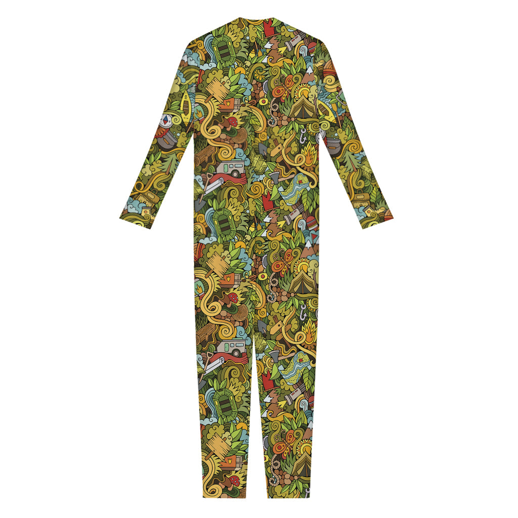 Outdoor Camping Pattern Print Jumpsuit