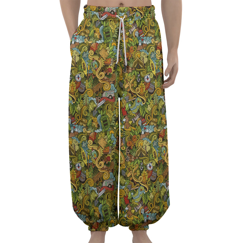 Outdoor Camping Pattern Print Lantern Pants