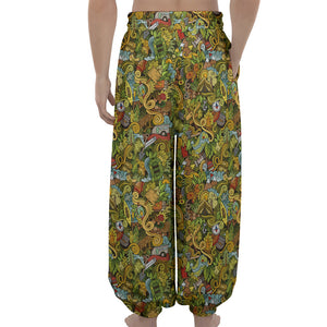 Outdoor Camping Pattern Print Lantern Pants