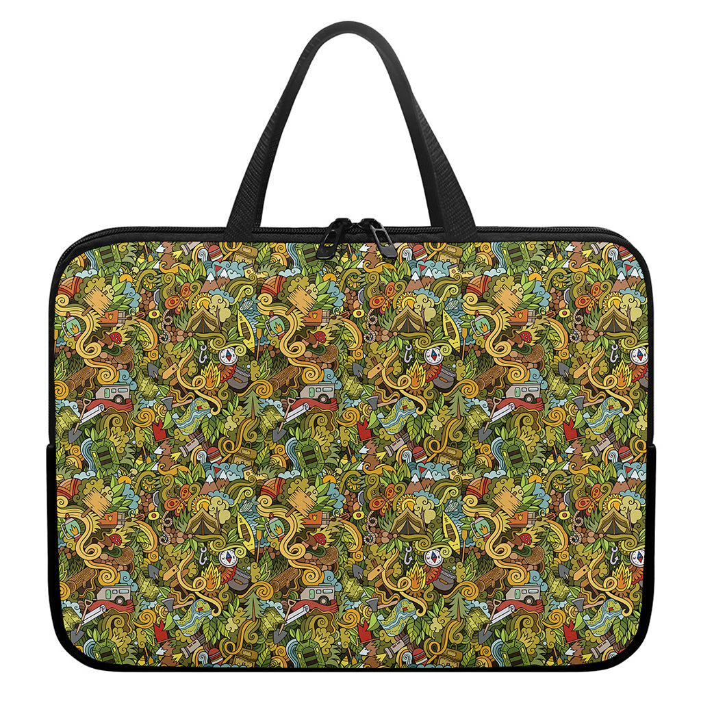 Outdoor Camping Pattern Print Laptop Sleeve With Handle
