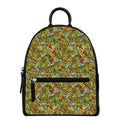 Outdoor Camping Pattern Print Leather Backpack