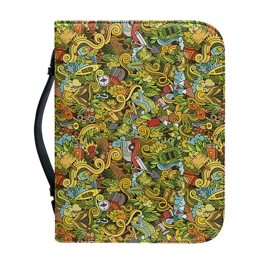 Outdoor Camping Pattern Print Leather Bible Cover
