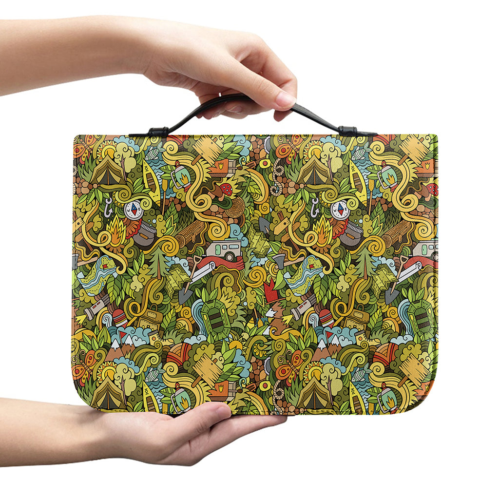 Outdoor Camping Pattern Print Leather Bible Cover