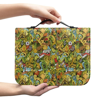 Outdoor Camping Pattern Print Leather Bible Cover