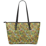 Outdoor Camping Pattern Print Leather Tote Bag