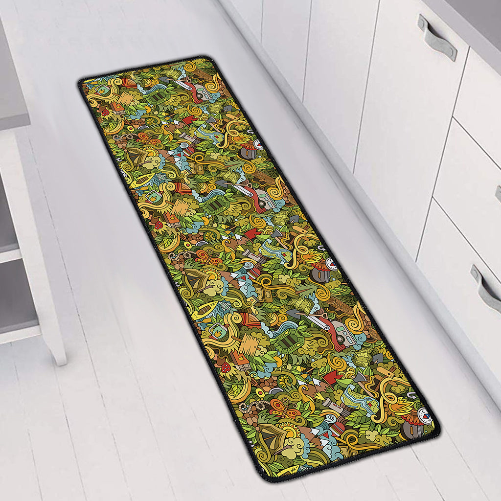 Outdoor Camping Pattern Print Long Kitchen Mat